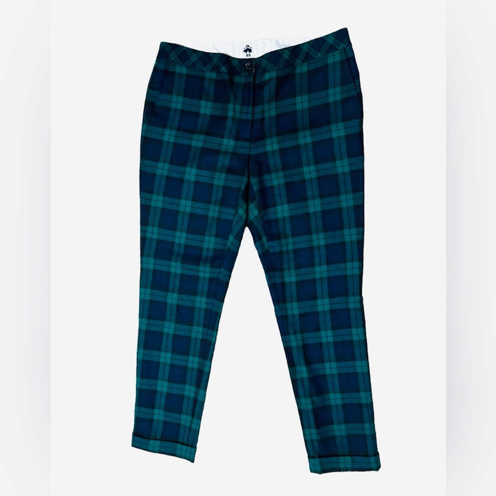 Brooks Brothers Red Fleece 100% Wool Blue and Green Checkered Pants Size 8 - Picture 2 of 12